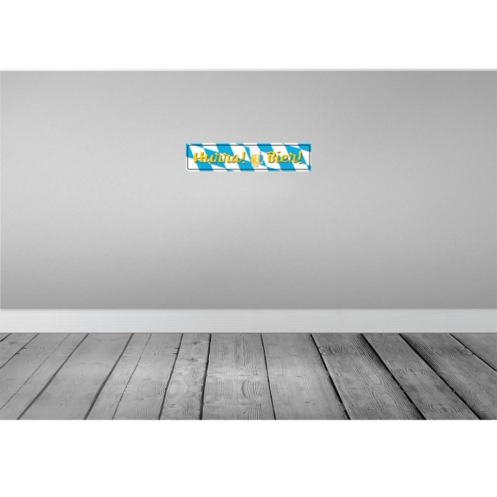 [LA-120512-H] Holzschild 10x46 cm Hurra Bier Bild 2