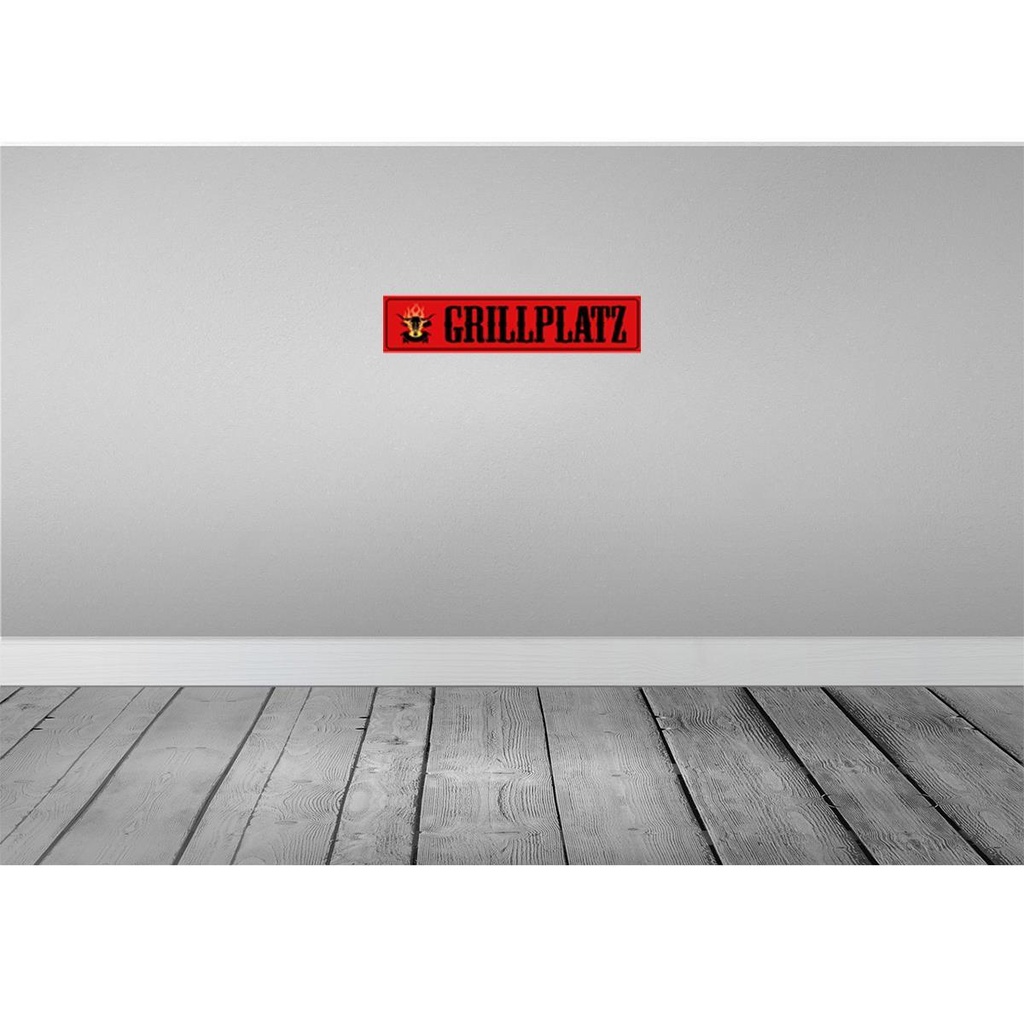 [LA-120514] Blechschild 10x46 cm Grillpltz Grillen Geschenk Spruch Zitat Bild 2