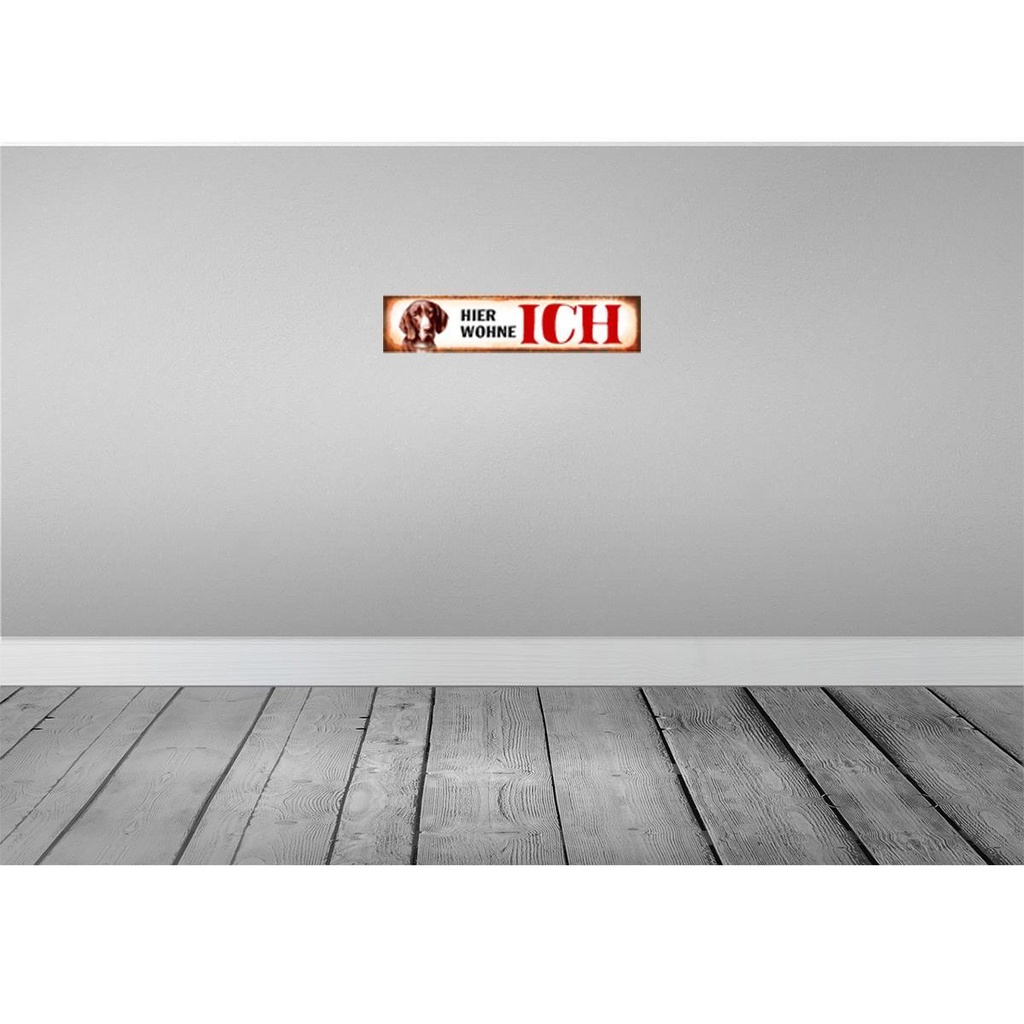 [LA-120530] Blechschild 10x46 cm Beagle Hund hier wohne Tier Haustier Bild 2