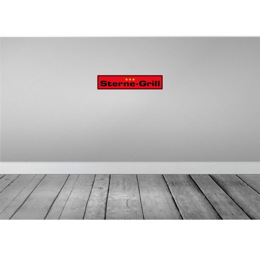[LA-120552] Blechschild 10x46 cm 3 Sterne - Srill Grillen Essen Trinken Bild 2