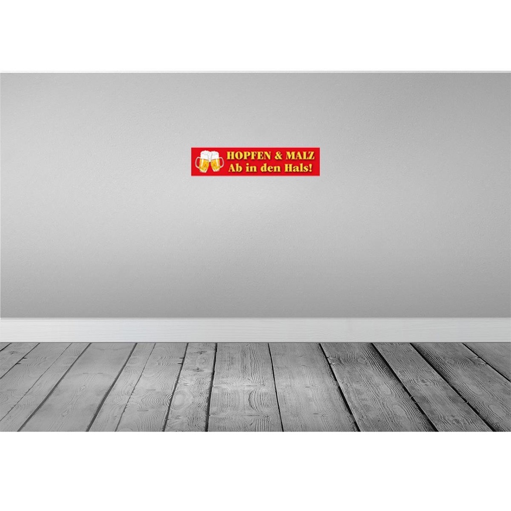 [LA-120619] Blechschild 10x46 cm Hopfen Malz ab in den Hals Bier Spruch Zitat Bild 2