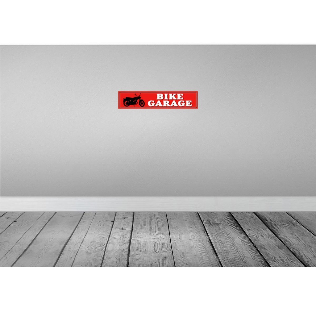 [LA-120637-H] Holzschild 10x46 cm Bike Garage Motorrad Auto Werkstatt Bild 2