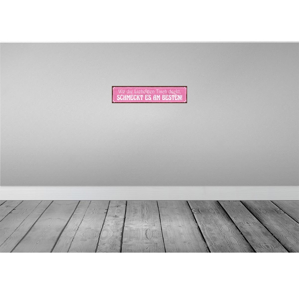 [LA-120664-H] Holzschild 10x46 cm wo Liebe schmeckt es am besten Dekoration Bild 2