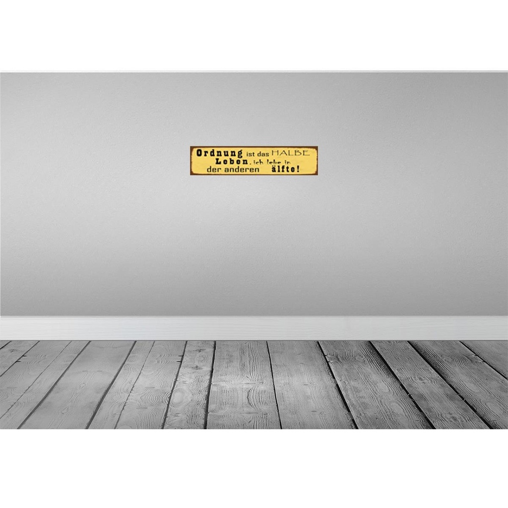 [LA-120674] Blechschild 10x46 cm Ordnung ist das halbe Leben Dekoration Spruch Zitat Bild 2