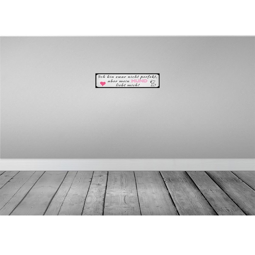 [LA-120683] Blechschild 10x46 cm aber mein Hund liebt mich Herz Spruch Zitat Bild 2