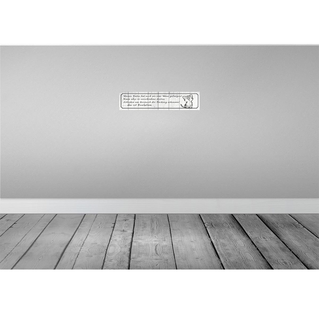 [LA-120705] Blechschild 10x46 cm unsere Katze noch Maus gefangen Tier Haustier Bild 2