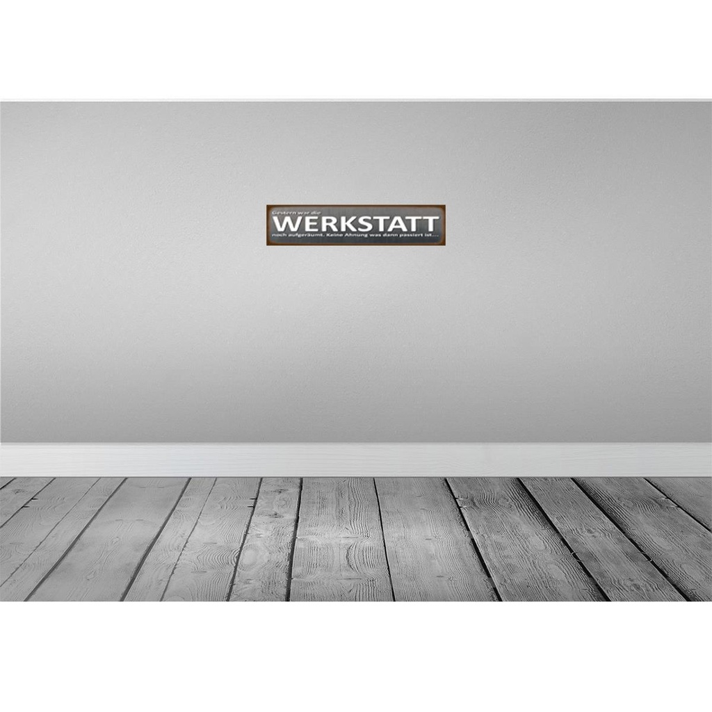 [LA-120708] Blechschild 10x46 cm Gestern war Werkstatt aufgeräumt Auto Garage Bild 2