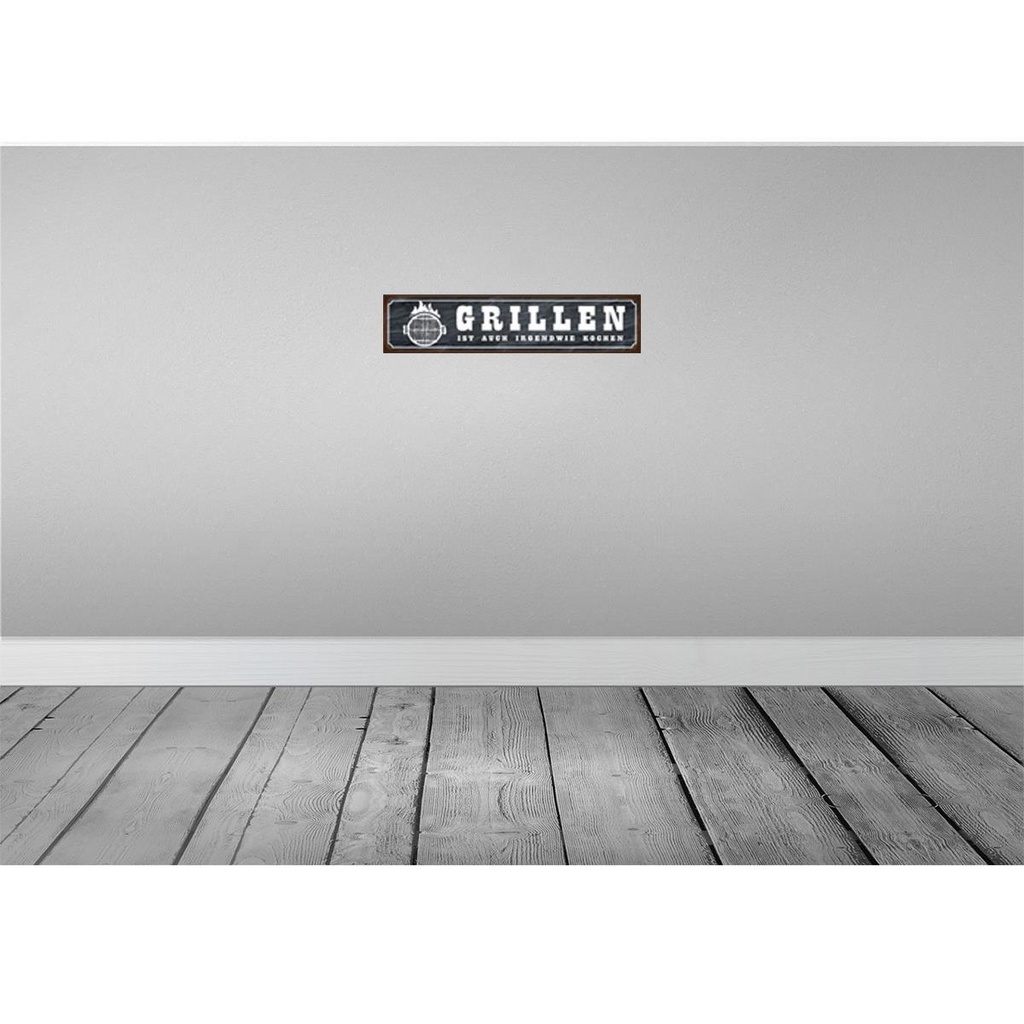 [LA-120713-H] Holzschild 10x46 cm Grillen ist auch Kochen Essen Trinken Bild 2