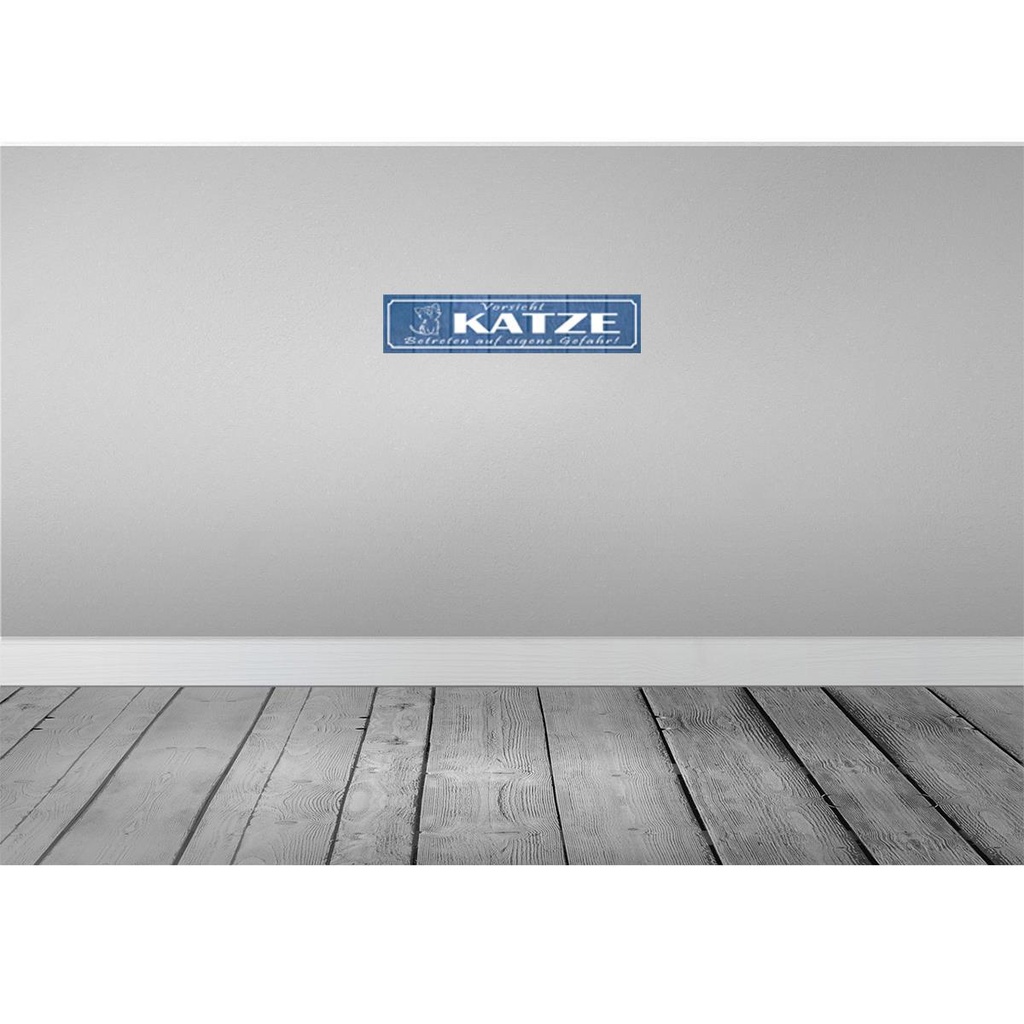 [LA-120780-H] Holzschild 10x46 cm Vorsicht Katze eigene Gefahr Spruch Zitat Bild 2