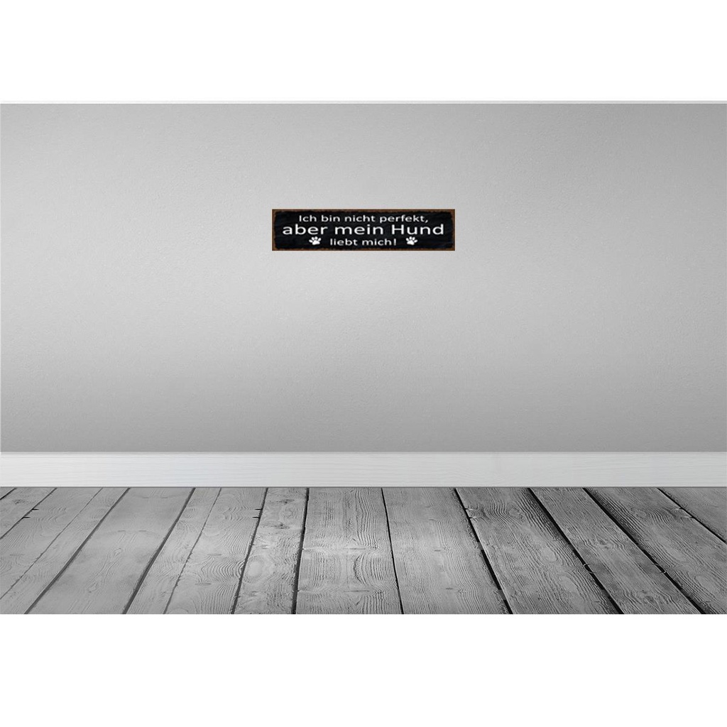 [LA-120781-H] Holzschild 10x46 cm aber mein Hund liebt mich Spruch Zitat Bild 2