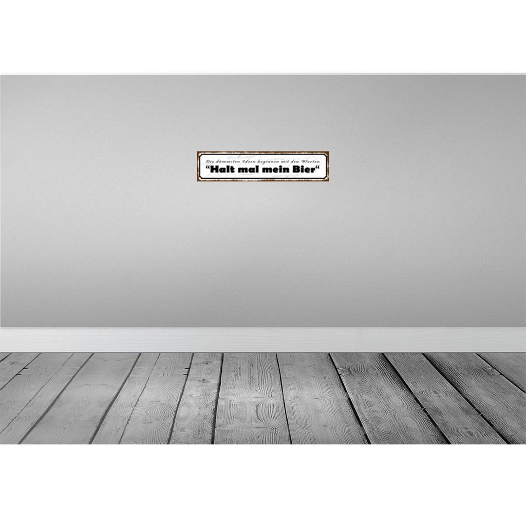 [LA-120790-H] Holzschild 10x46 cm dümmste Ideen halt mein Bier Spruch Zitat Bild 2