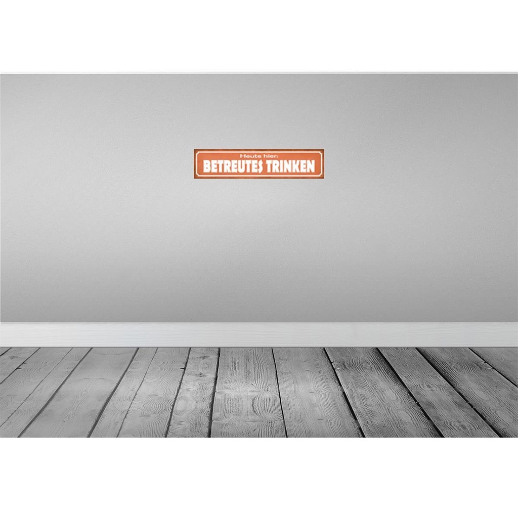 [LA-120809-H] Holzschild 10x46 cm Heute hier betreutes Trinken Essen Bild 2