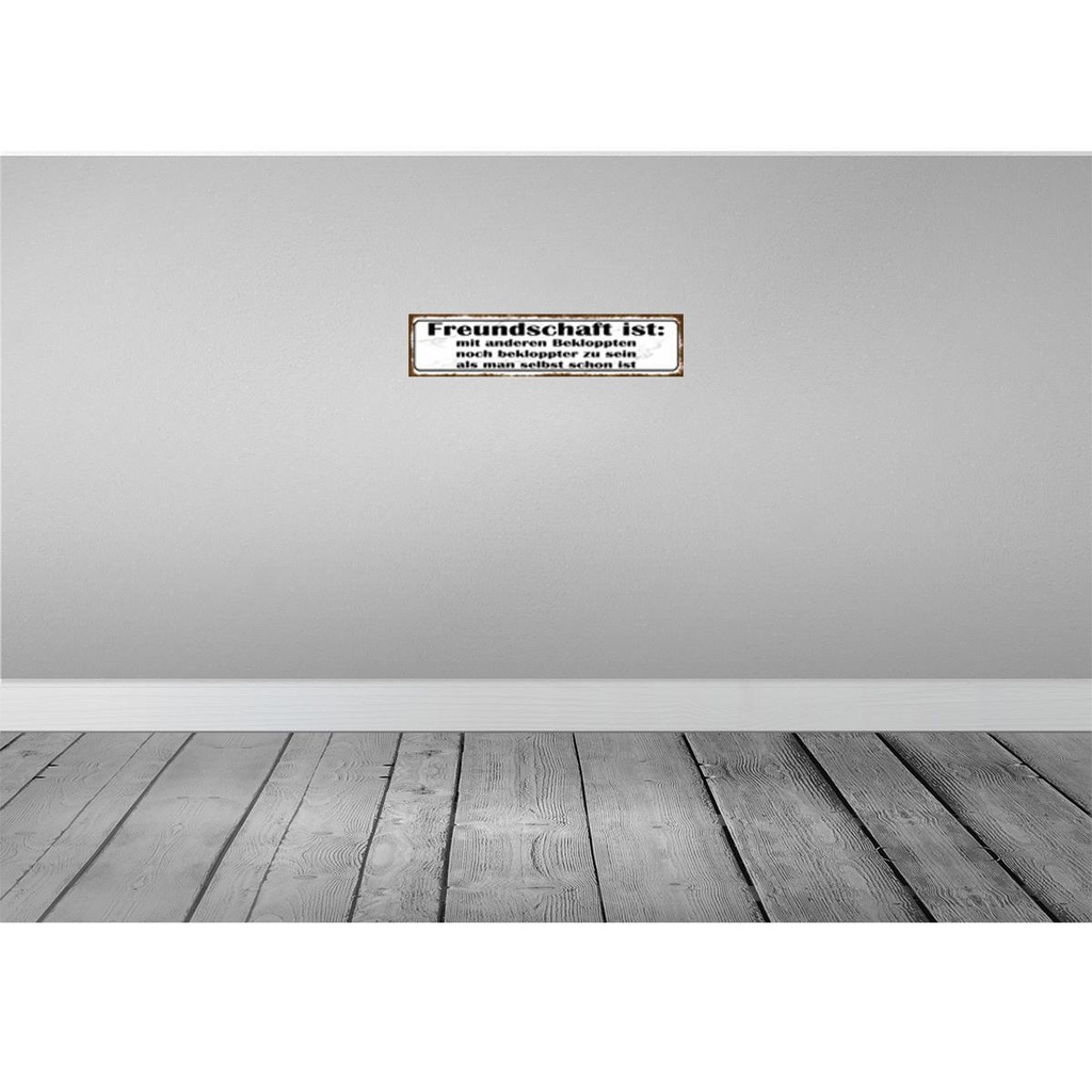 [LA-120814] Blechschild 10x46 cm Freundschaft ist noch bekloppter Spruch Zitat Bild 2