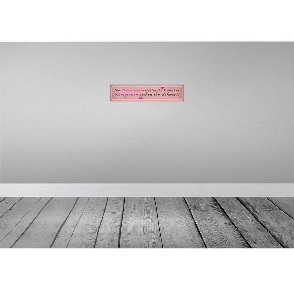 [LA-120847] Blechschild 10x46 cm Prinzessinnen richten Krönchen Spruch Zitat Bild 2
