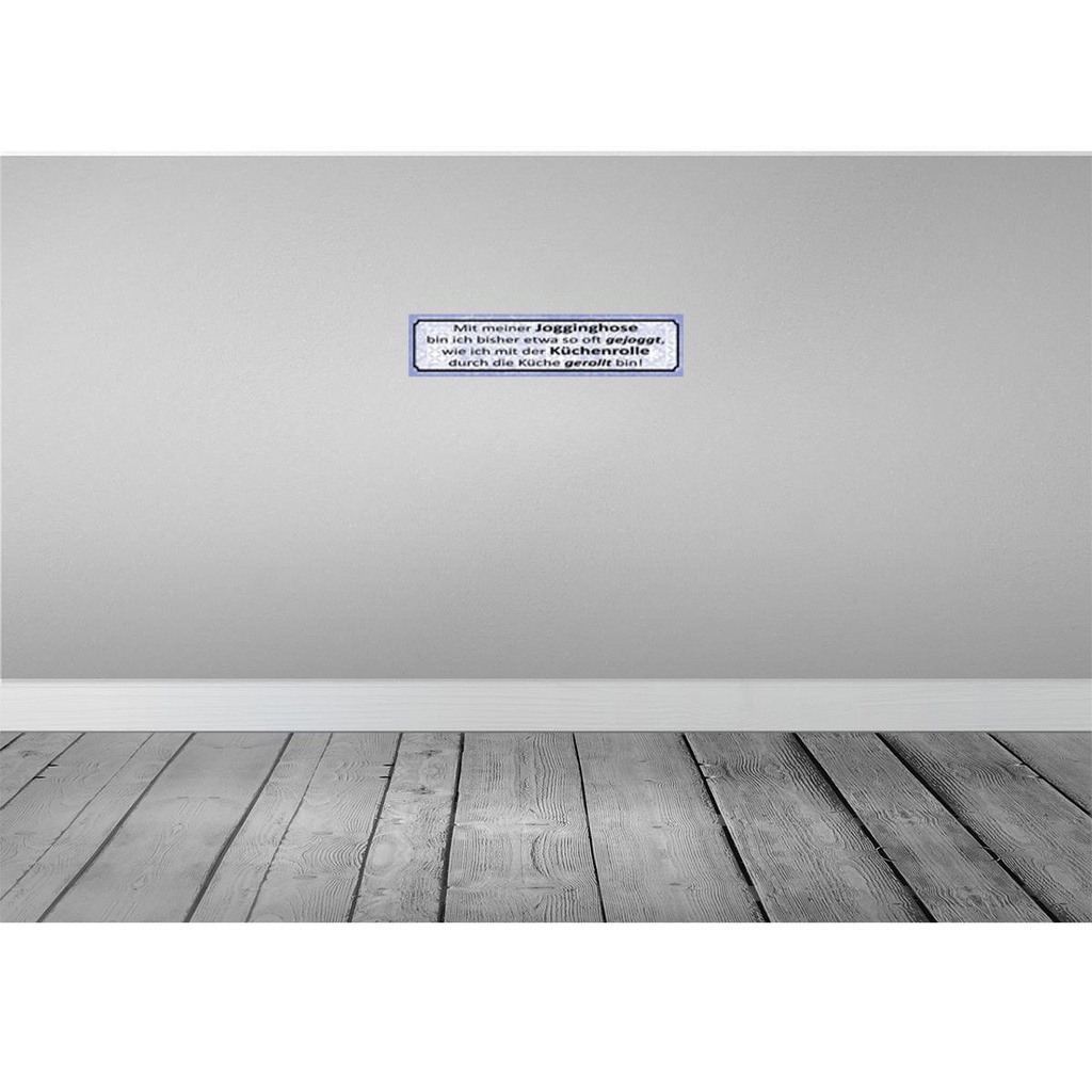 [LA-120858-H] Holzschild 10x46 cm mit Jogginghose wie Küchenrolle Spruch Zitat Bild 2