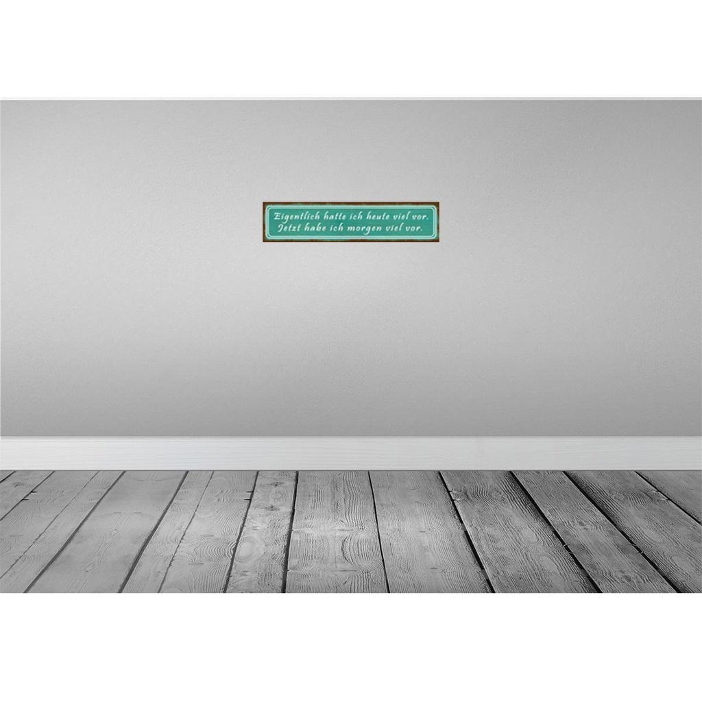 [LA-120860] Blechschild 10x46 cm ich hatte heute viel vor Spruch Zitat Bild 2