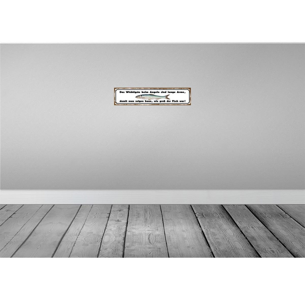 [LA-120872] Blechschild 10x46 cm das wichtigste beim Angeln sind Spruch Zitat Bild 2