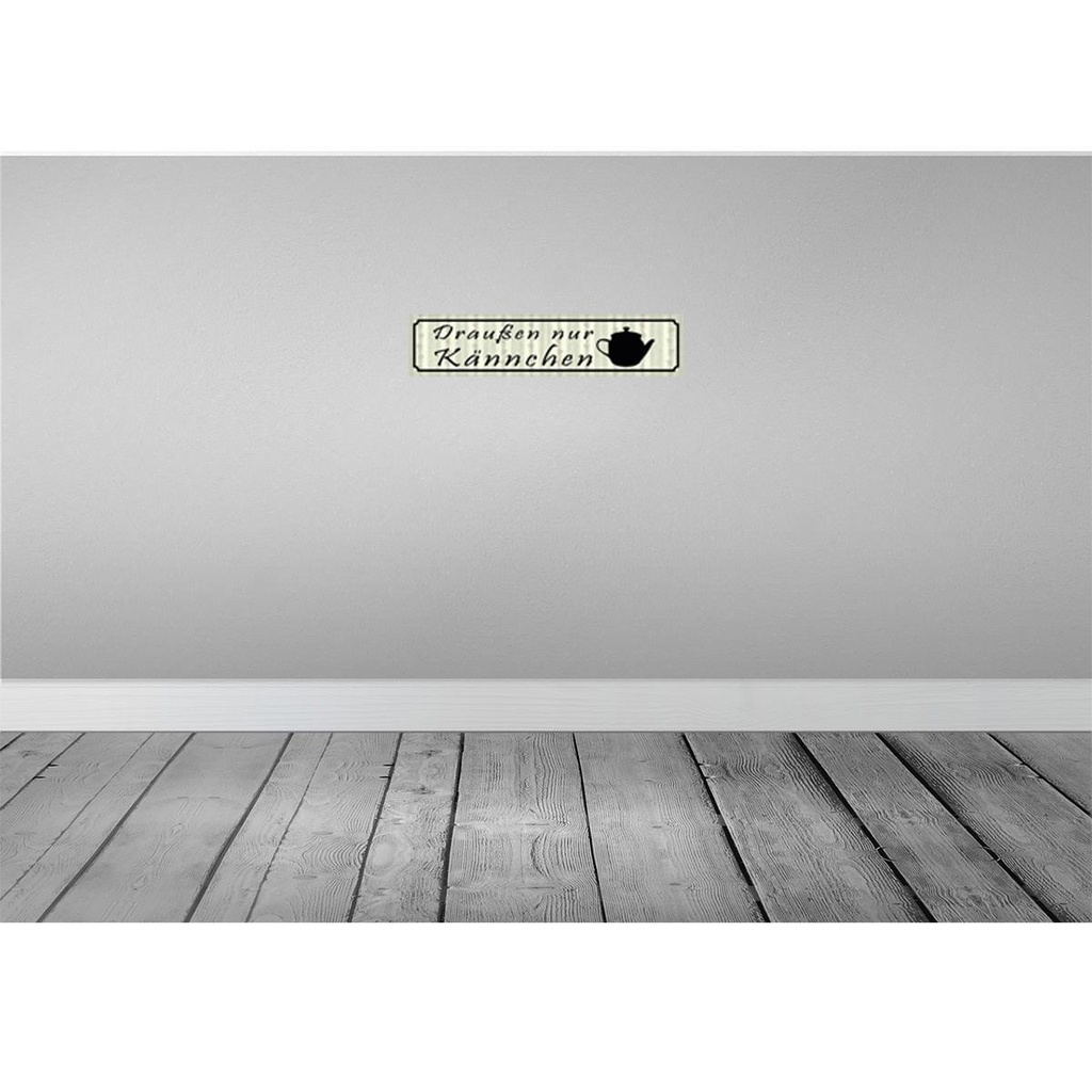 [LA-120874] Blechschild 10x46 cm draußen nur Kännchen Restaurant Dekoration Spruch Zitat Bild 2