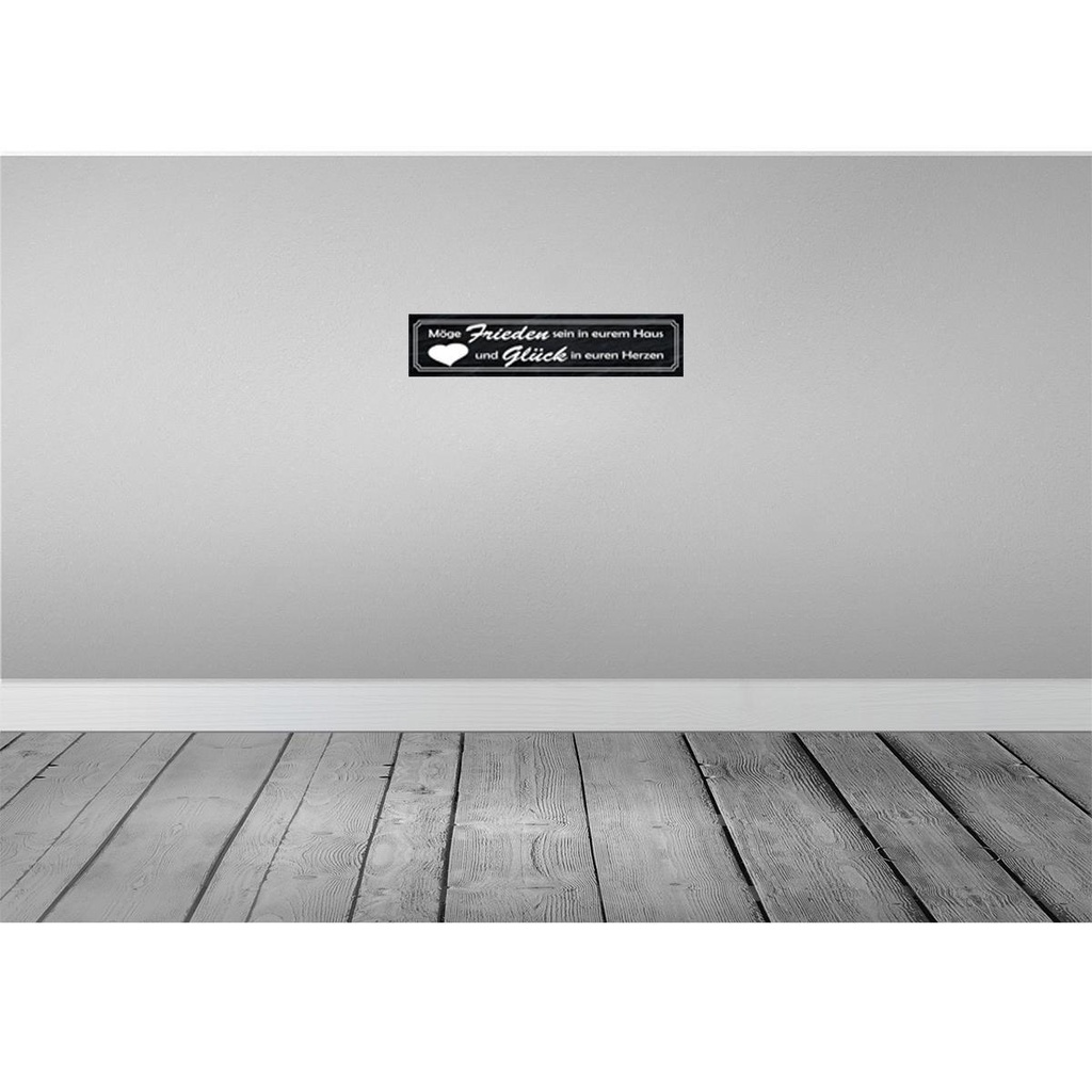 [LA-120881] Blechschild 10x46 cm Frieden im Haus Glück in Herzen Spruch Zitat Bild 2