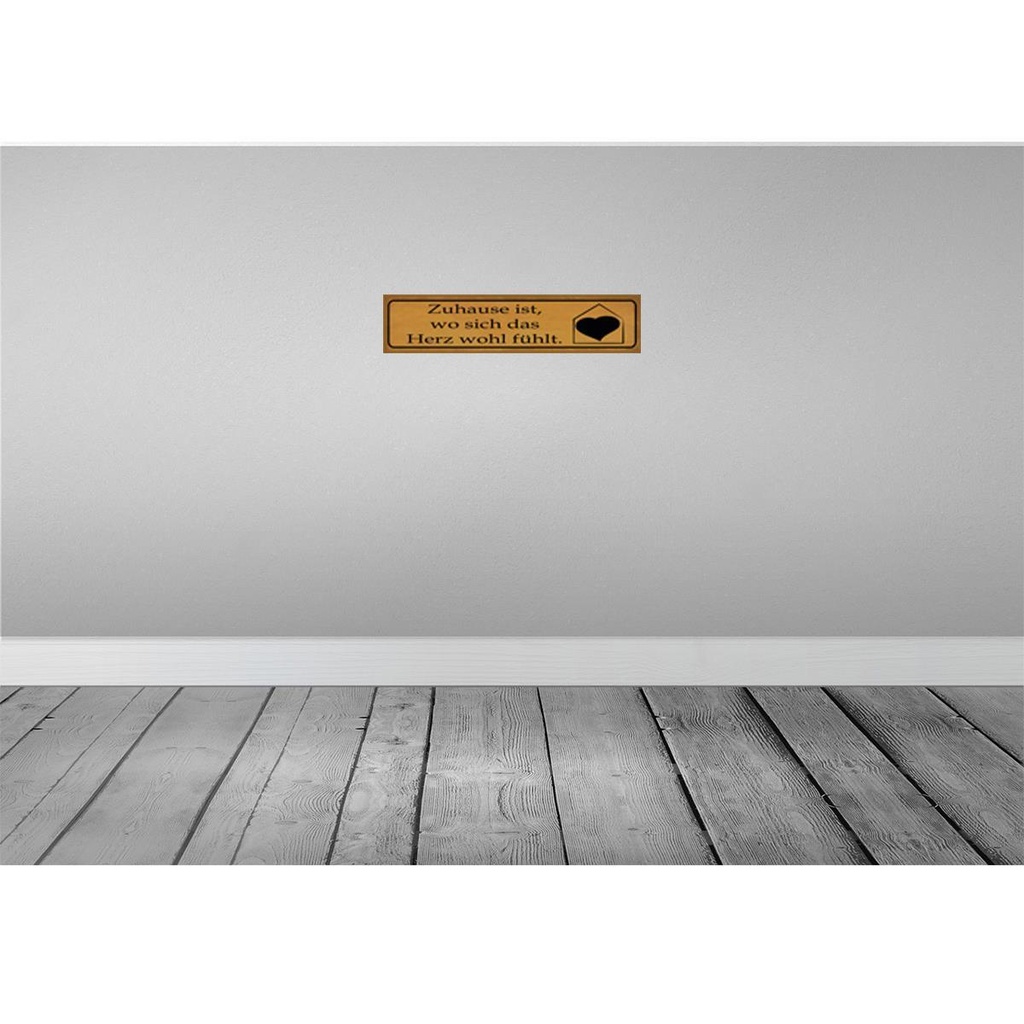 [LA-120893] Blechschild 10x46 cm Zuhause wo sich Herz wohl fühlt Spruch Zitat Bild 2