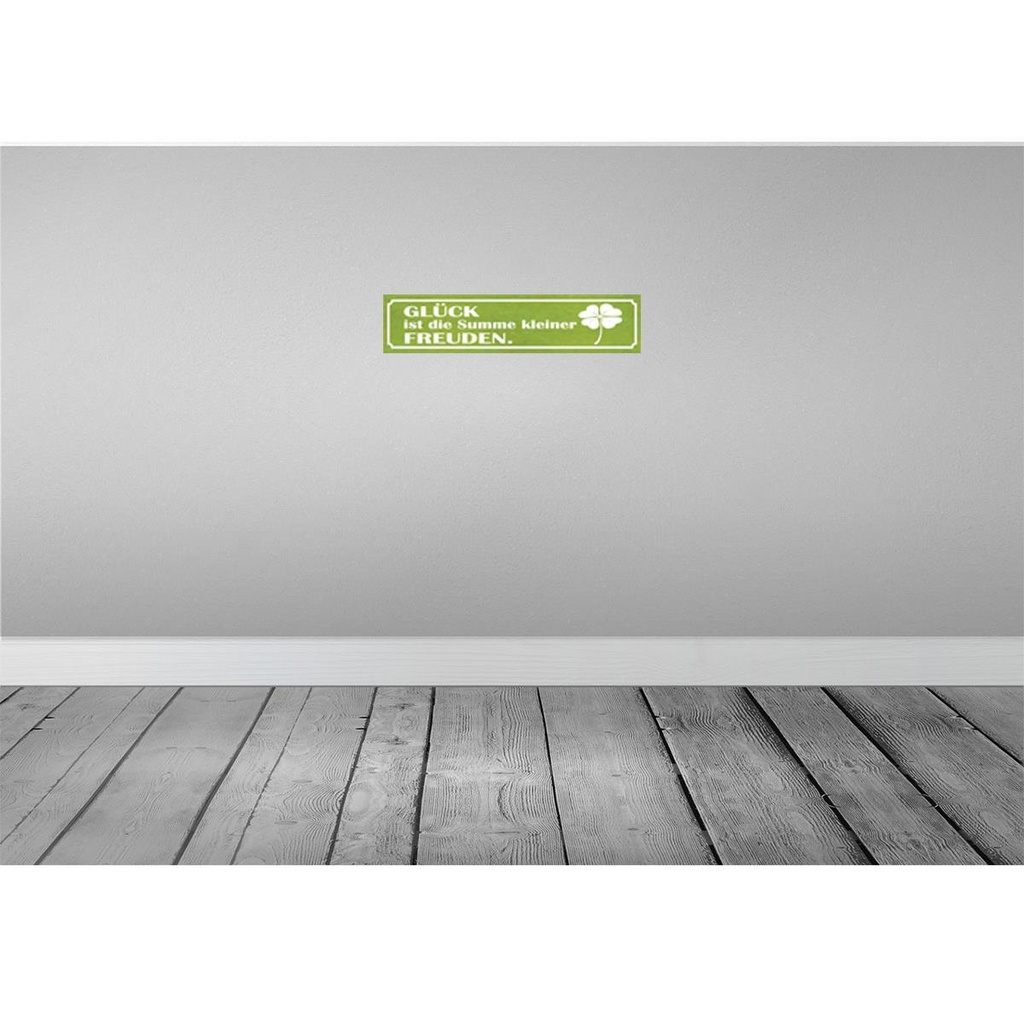 [LA-120896] Blechschild 10x46 cm Glück ist Summe kleiner Freuden Spruch Zitat Bild 2