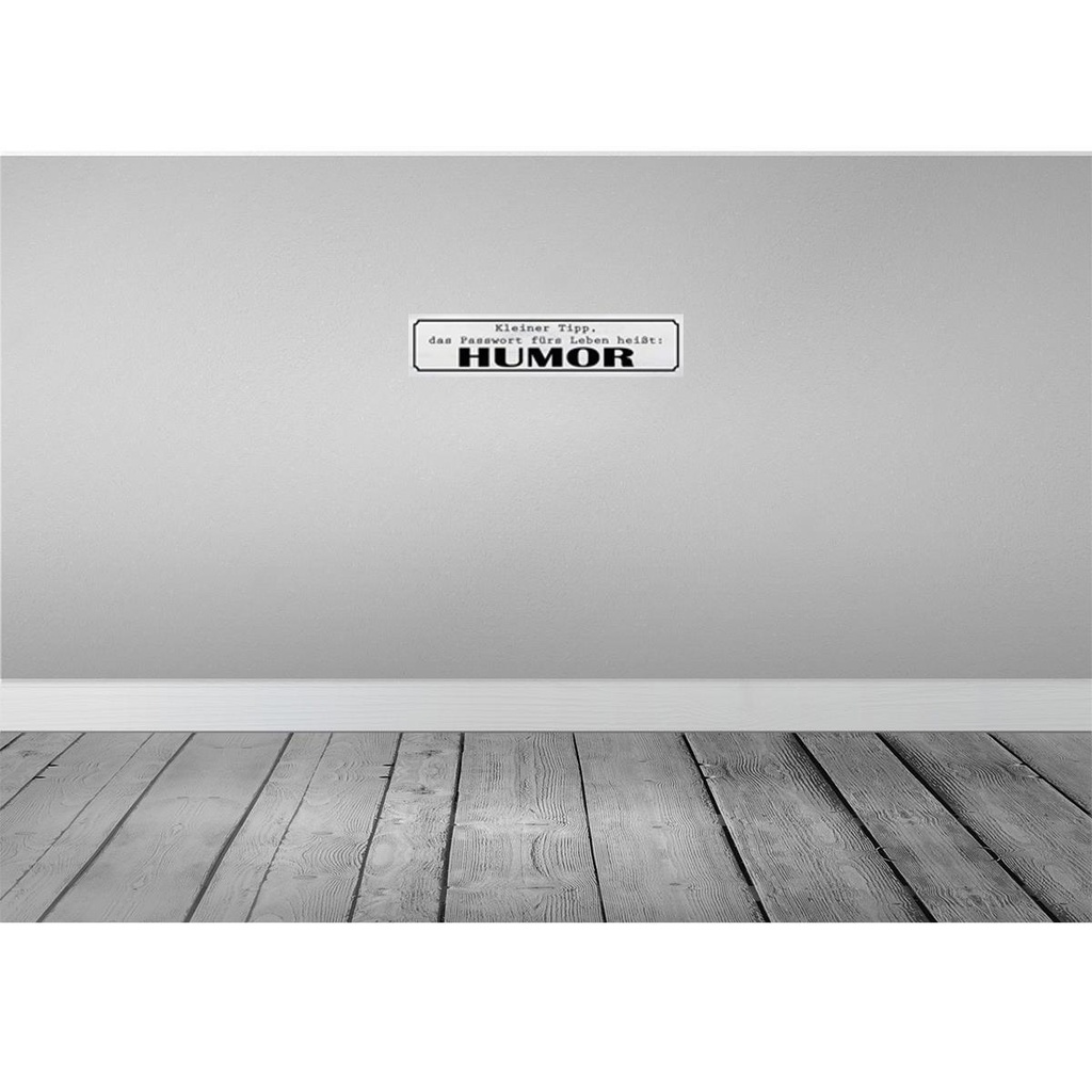 [LA-120924-H] Holzschild 10x46 cm Passwort fürs Leben heißt HUMOR Spruch Zitat Bild 2