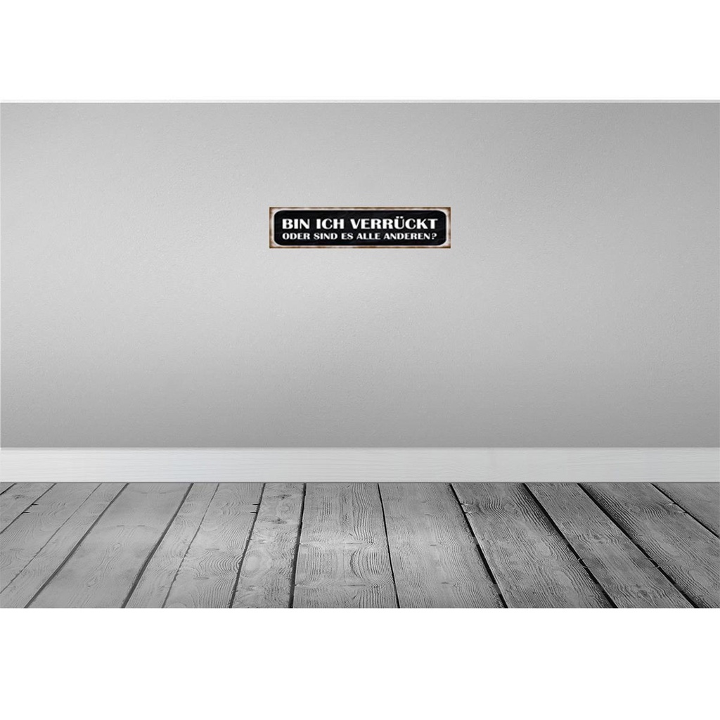 [LA-120974] Blechschild 10x46 cm bin ich verrückt oder andere Spruch Zitat Bild 2