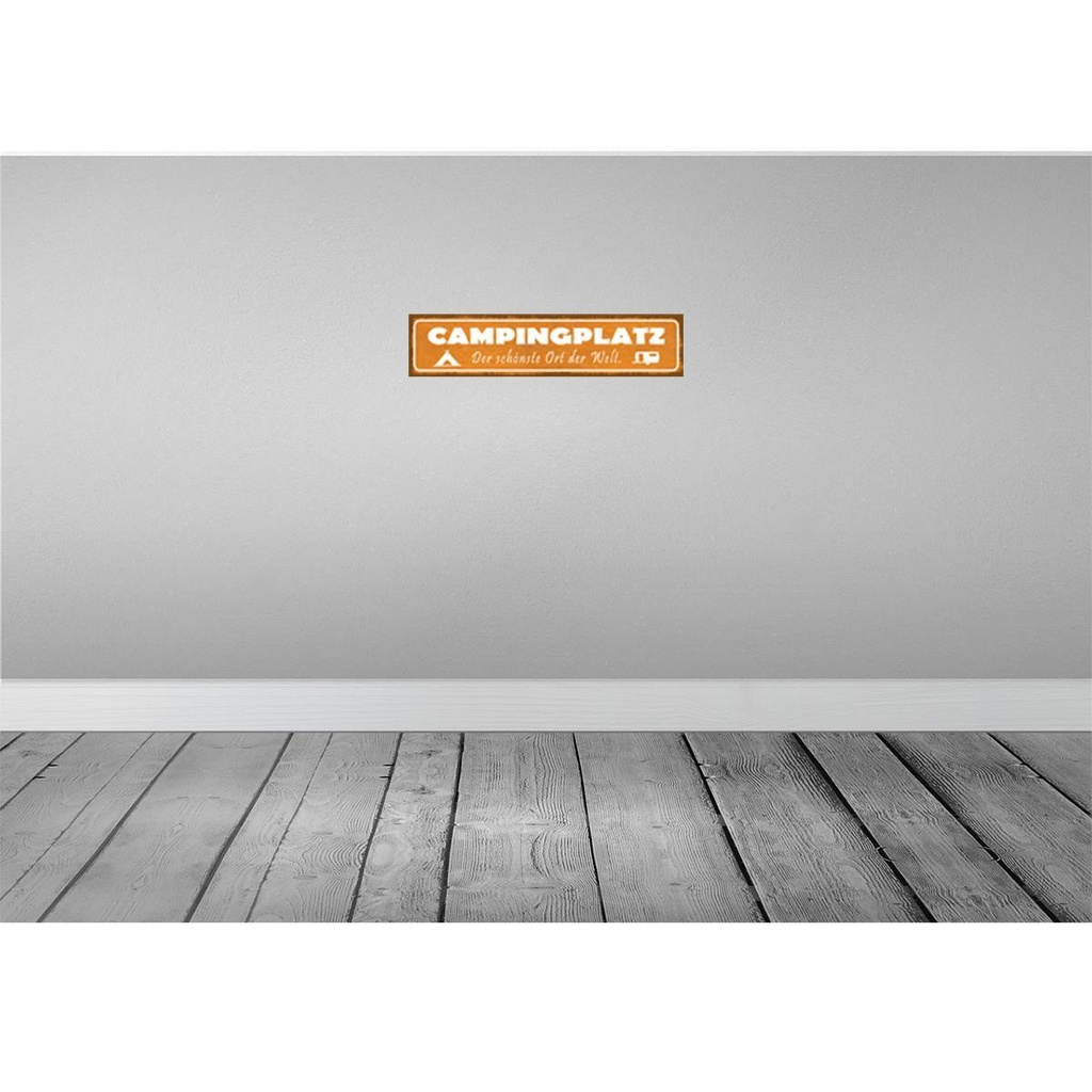 [LA-120978] Blechschild 10x46 cm Campingplatz der schönste Ort Spruch Zitat Bild 2