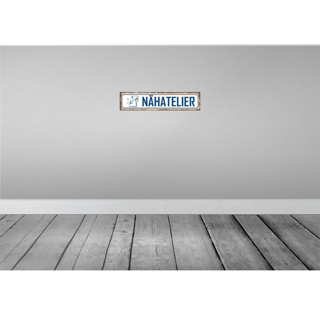 [LA-120997] Blechschild 10x46 cm Nähatelier Beruf Arbeit Bild 2