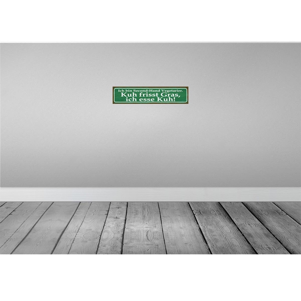 [LA-121021] Blechschild 10x46 cm ich bin Second-Hand Vegatarier Spruch Zitat Bild 2