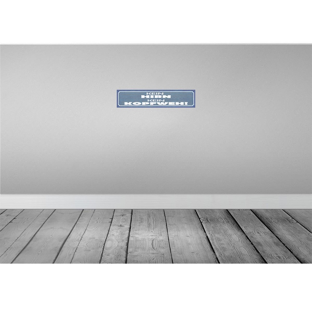[LA-121038] Blechschild 10x46 cm kein Hirn Kopfweh Spruch Zitat Bild 2