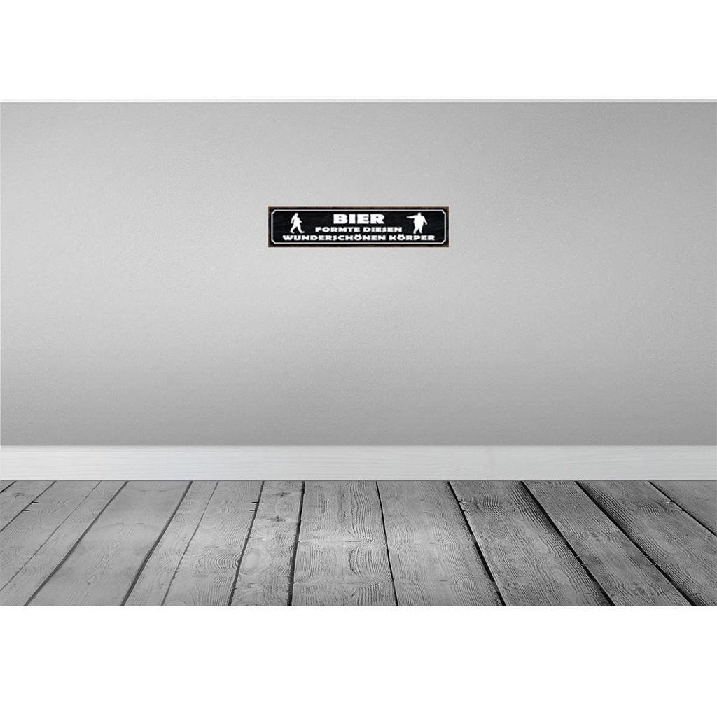[LA-121135] Blechschild 10x46 cm Bier formte diesen Körper Essen Trinken Bild 2