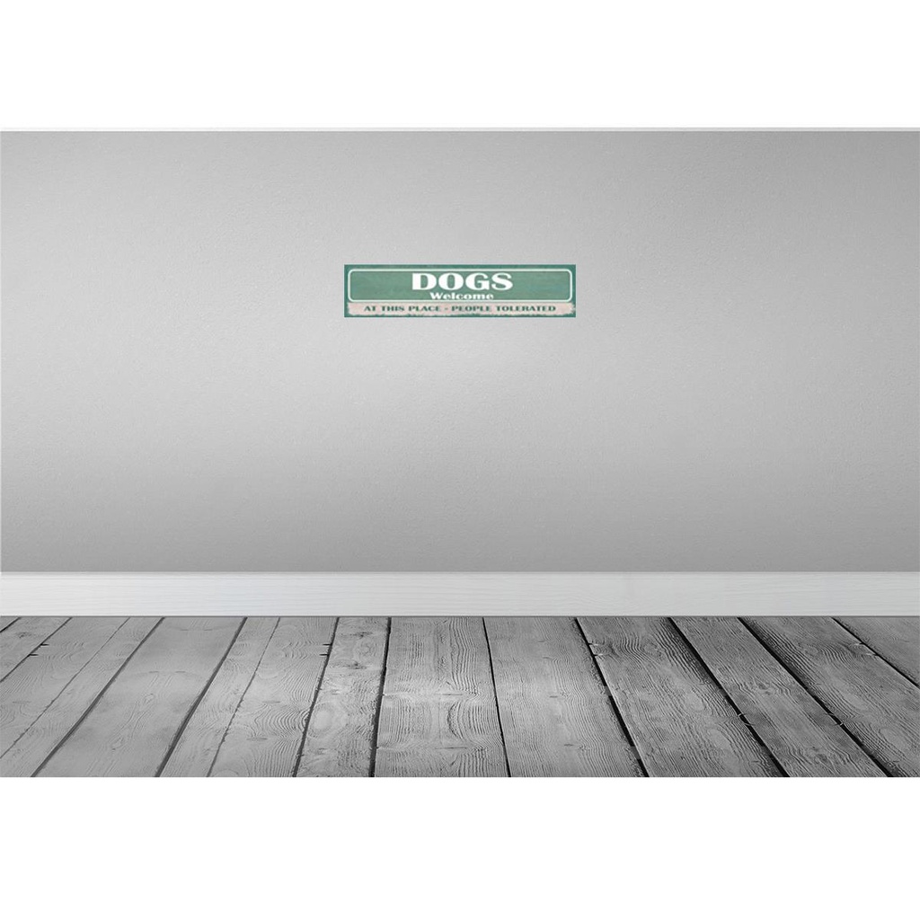 [LA-121179] Blechschild 10x46 cm Dogs welcome People tolerated Tier Haustier Bild 2