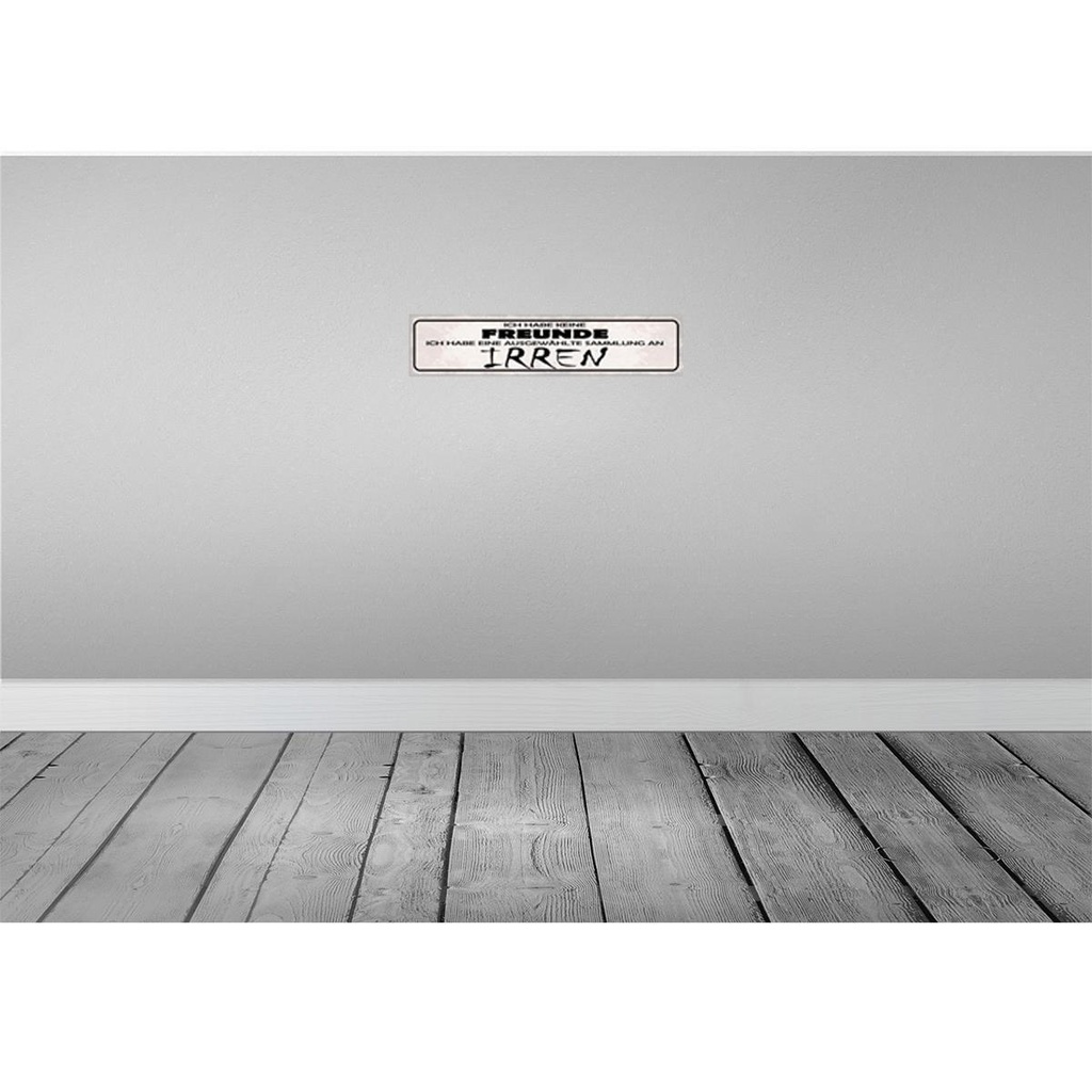 [LA-121194-H] Holzschild 10x46 cm keine Freunde Sammlung an Irren Spruch Zitat Bild 2