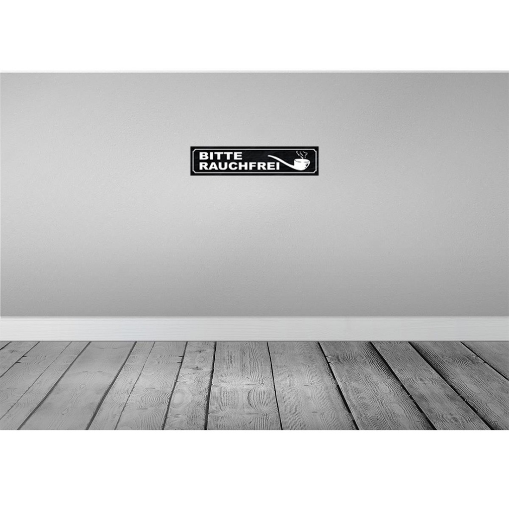 [LA-121222] Blechschild 10x46 cm Bitte rauchfrei Warnschild Hinweisschild Sicherheit Vorsicht Bild 2