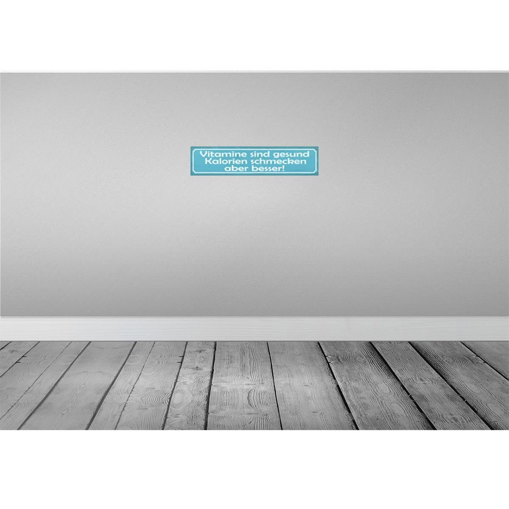[LA-121235] Blechschild 10x46 cm Vitamine gesund Kalorien besser Spruch Zitat Bild 2