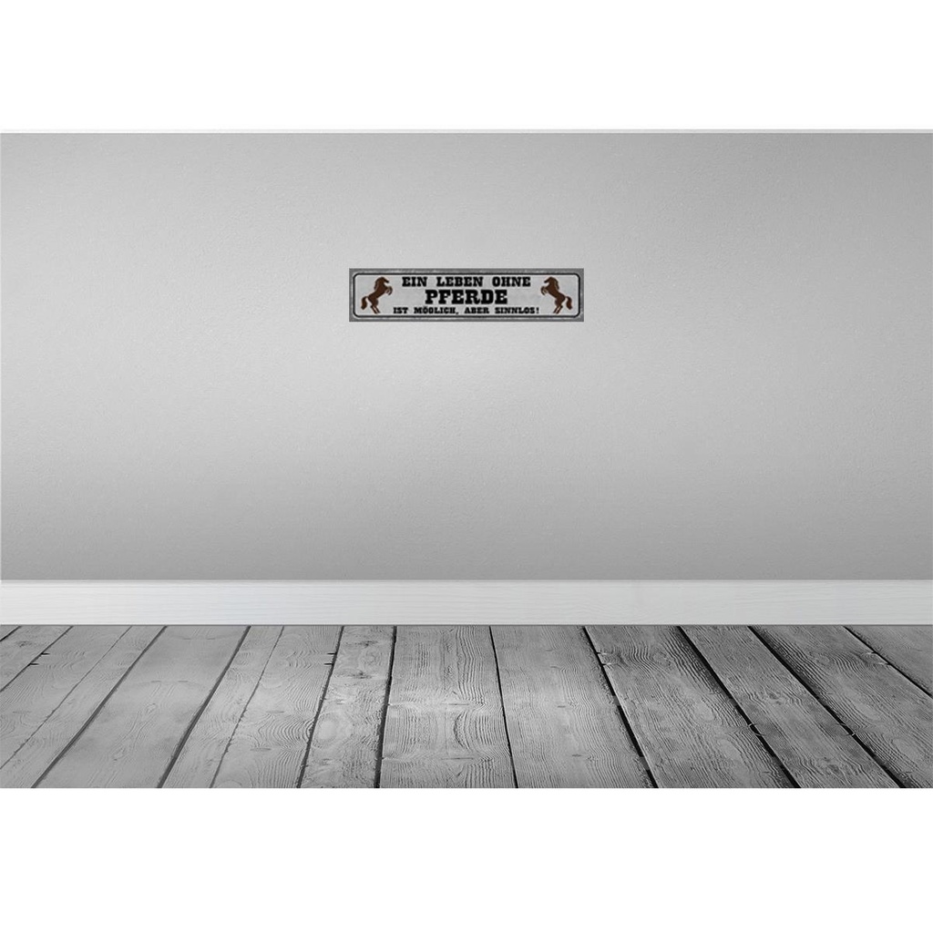 [LA-121263] Blechschild 10x46 cm Leben ohne Pferde sinnlos Tier Haustier Pferd Bild 2