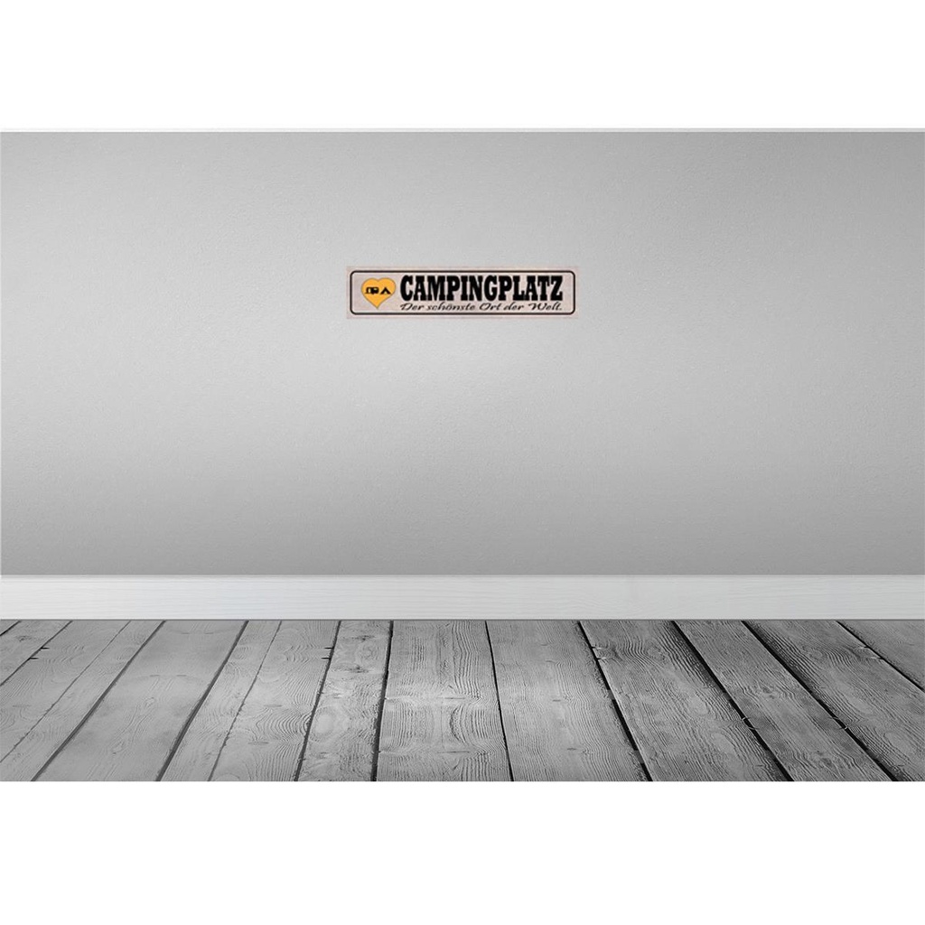 [LA-121278] Blechschild 10x46 cm Campinglatz schönster Ort Welt Outdoor Camping Spruch Zitat Bild 2