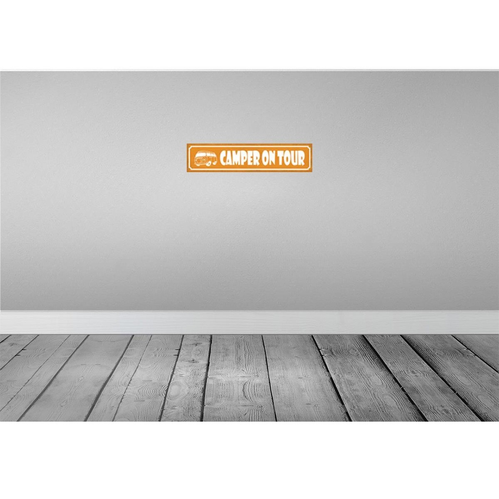 [LA-121280] Blechschild 10x46 cm Camper on tour Camping Outdoor Bild 2