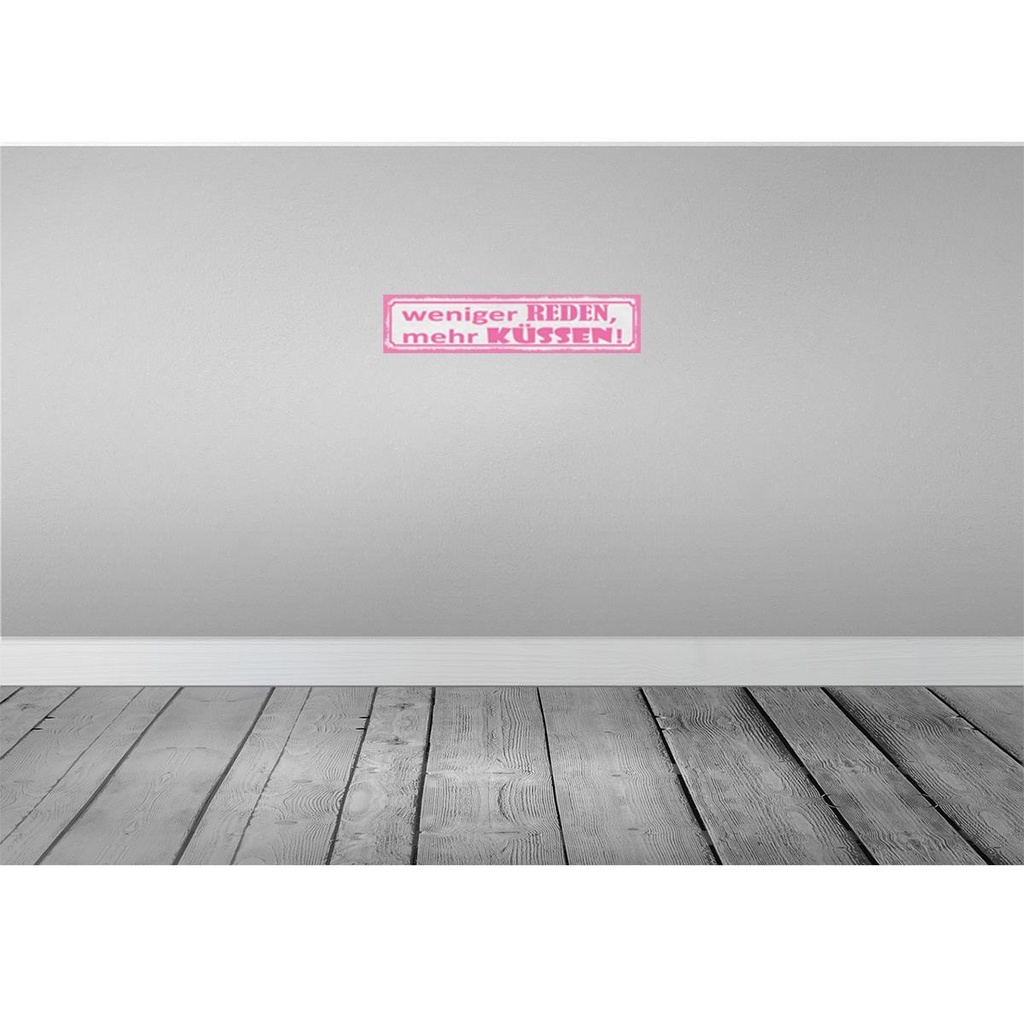 [LA-121310] Blechschild 10x46 cm weniger reden mehr küssen Dekoration Spruch Zitat Bild 2