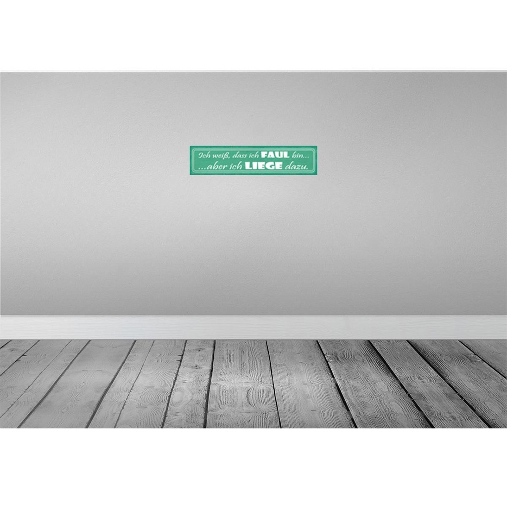 [LA-121389-H] Holzschild 10x46 cm ich bin faul aber liege dazu Spruch Zitat Bild 2