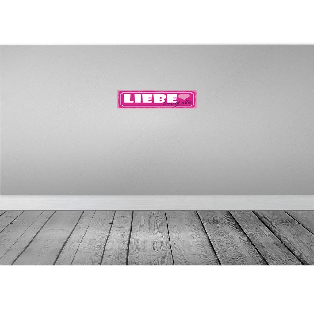 [LA-121408-H] Holzschild 10x46 cm Liebe besiegt alles Herz Dekoration Bild 2