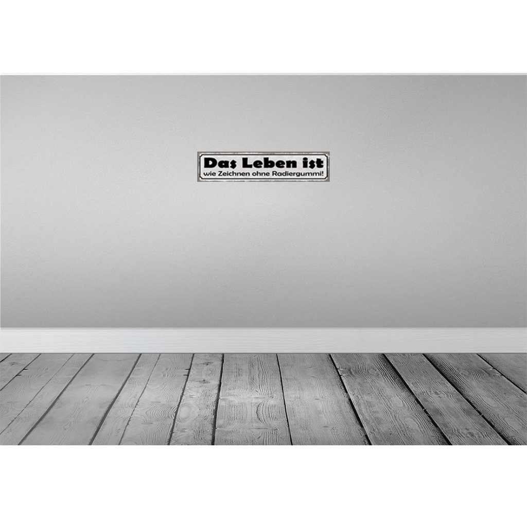 [LA-121410-H] Holzschild 10x46 cm Leben Zeichnen ohne Radiergummi Spruch Zitat Bild 2