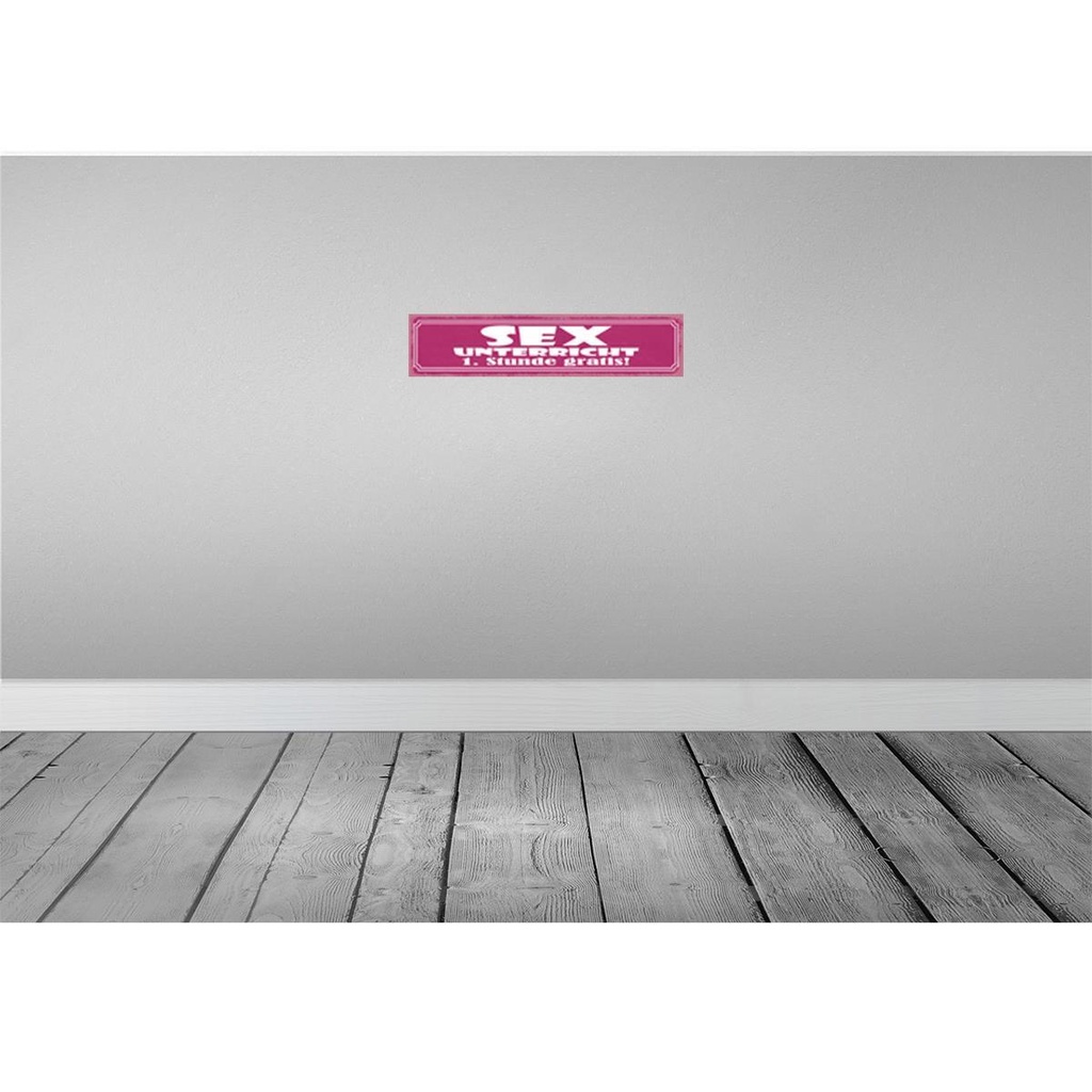 [LA-121471-H] Holzschild 10x46 cm Sex Unterricht 1. Stunde gratis Spruch Zitat Bild 2