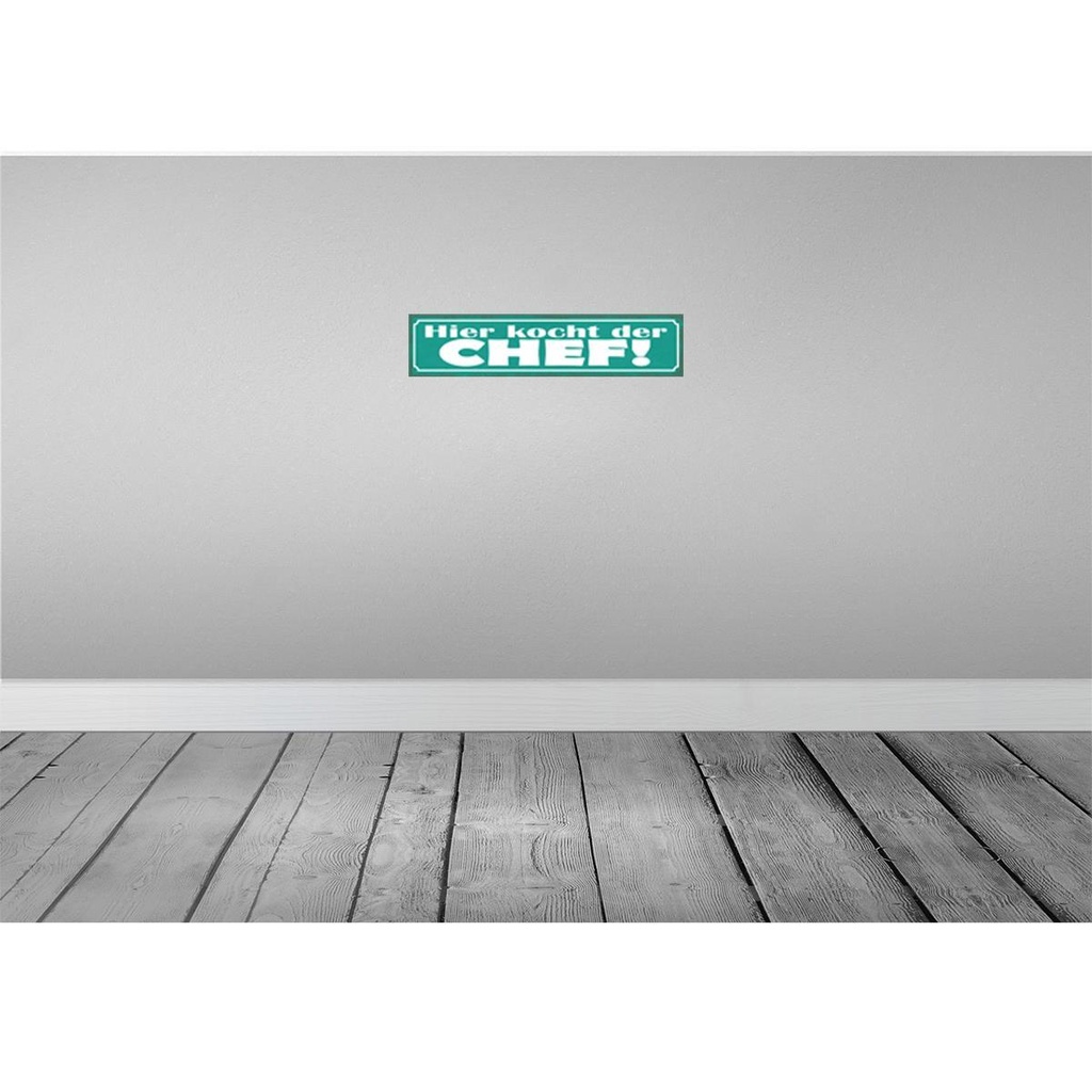 [LA-121478-H] Holzschild 10x46 cm hier kocht der Chef Beruf Arbeit Bild 2