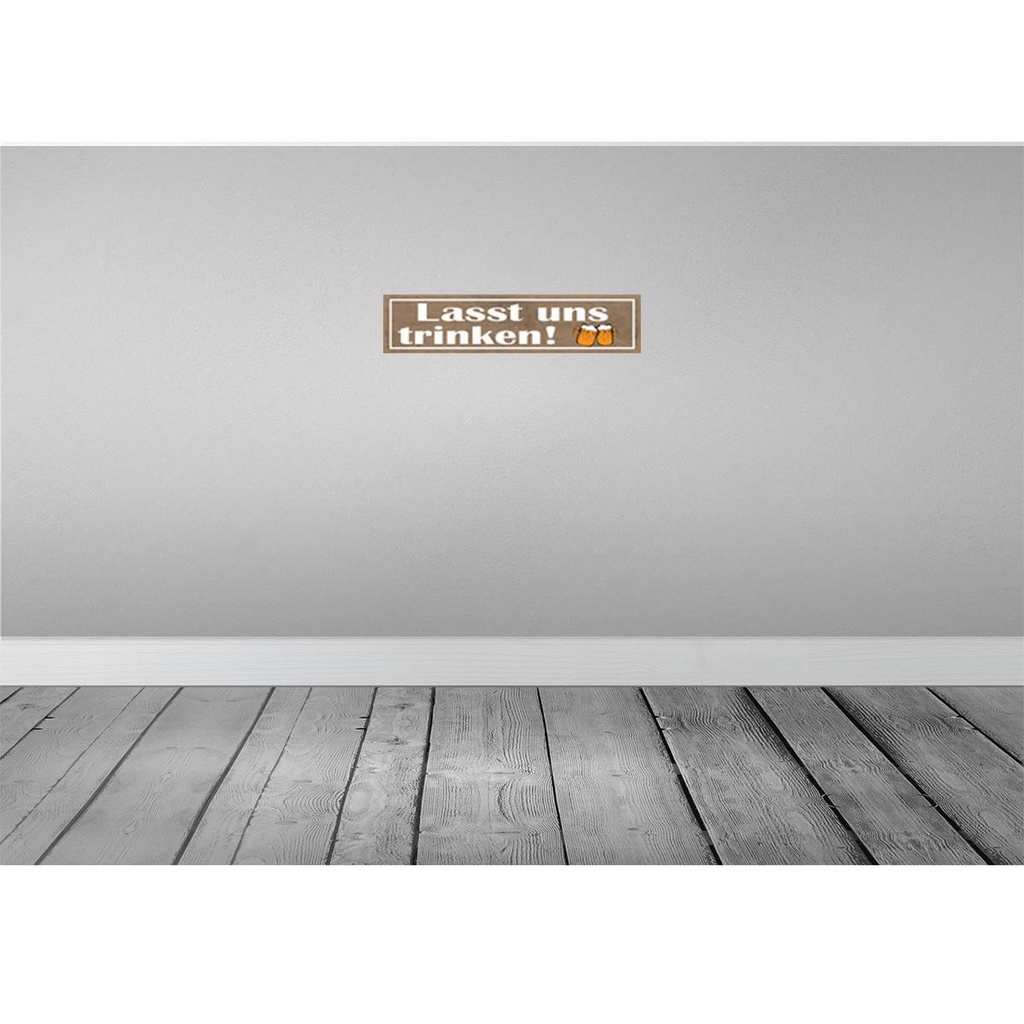 [LA-121482-H] Holzschild 10x46 cm lasst uns trinken Bier Alkohol Essen Bild 2