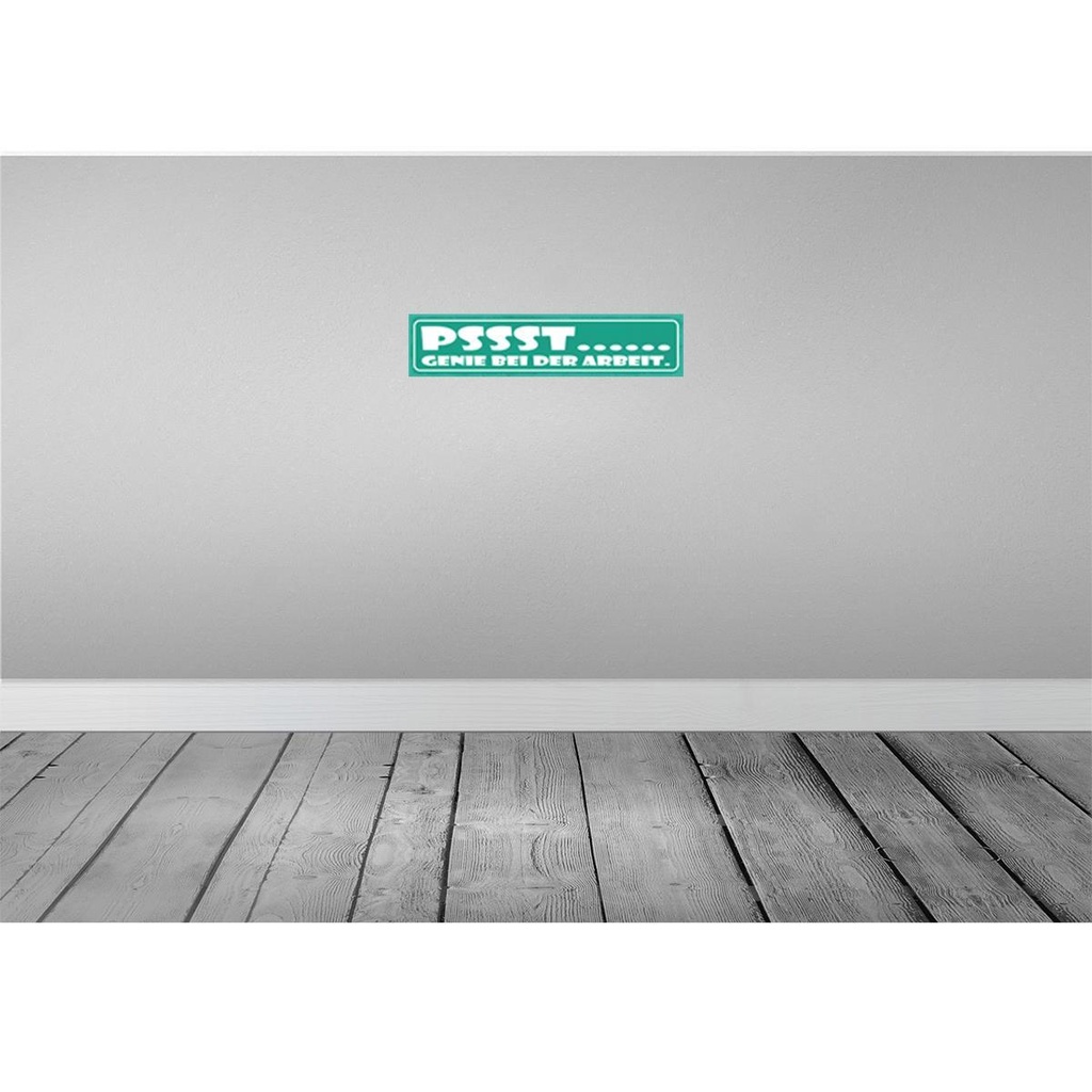 [LA-121512] Blechschild 10x46 cm PSSST Genir bei der Arbeit Dekoration Spruch Zitat Bild 2