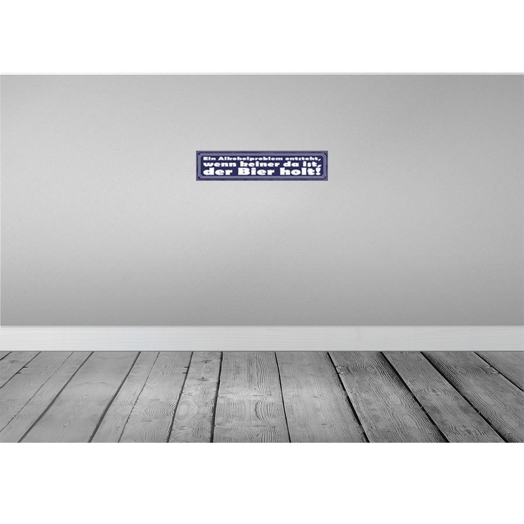 [LA-121519] Blechschild 10x46 cm Problem keine da der Bier holt Essen Trinken Bild 2