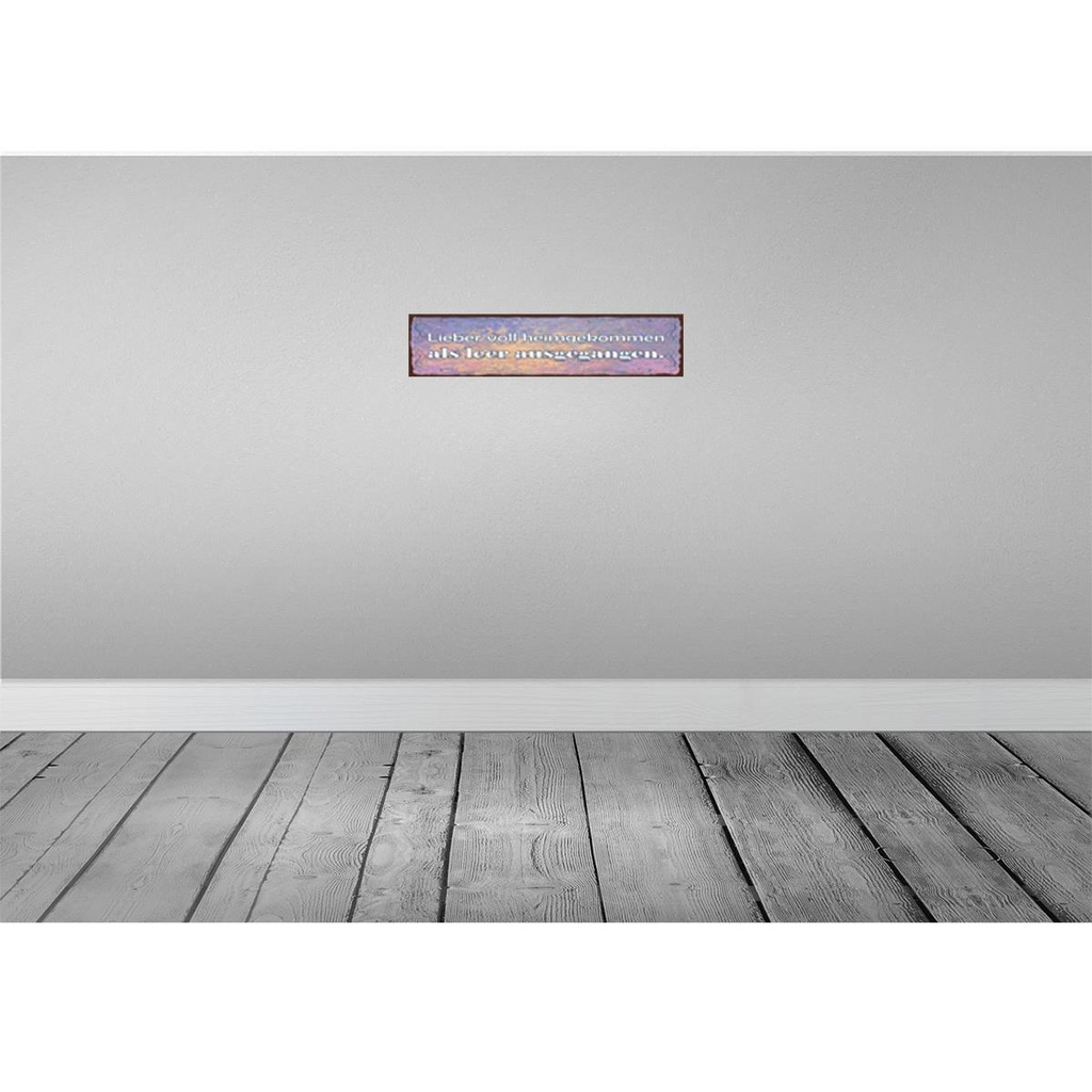 [LA-129472] Blechschild 10x46 cm Liebe vollheimgekommen als leer Bild 2