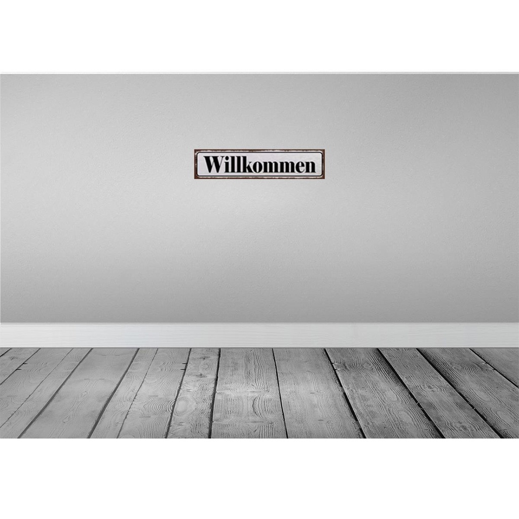 [LA-129504-H] Holzschild 10x46 cm Willkommen Bild 2